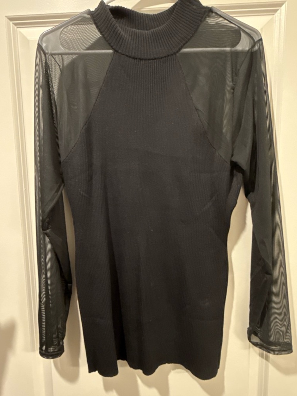 Fashion Nova Black Turtleneck Mesh-Sleeve Men’s Sweater